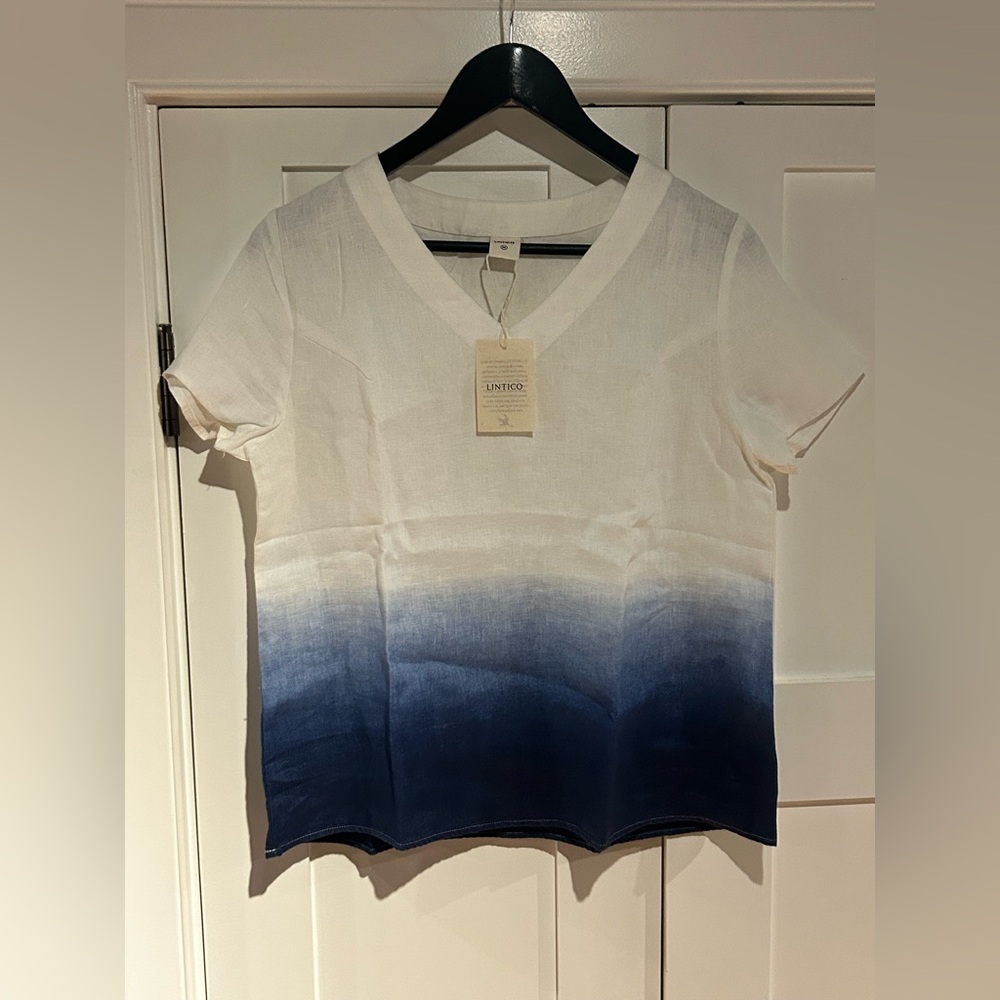 100% linen easy popover V-neck shirt (Sierra) by LINTICO